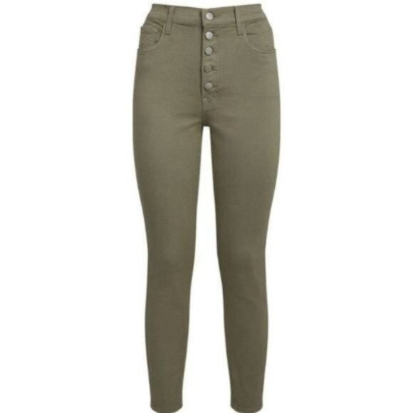 J BRAND Lillie Button Fly Cropped Skinny High Waist Jeans in Mauz Green - NWT - Picture 3 of 6